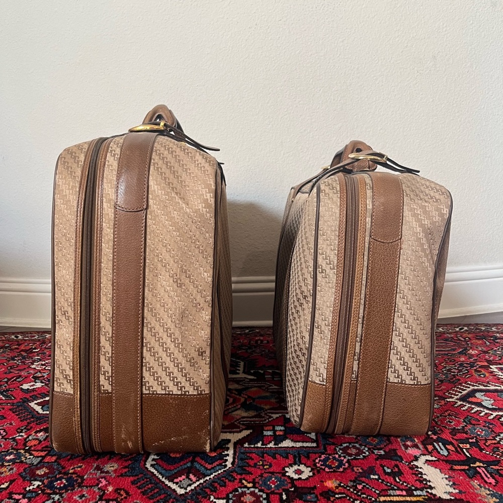 Vintage 1970’s Gucci Gg Monogram Suitcase Travel Luggages, Set of 2 - Picture 3 of 16